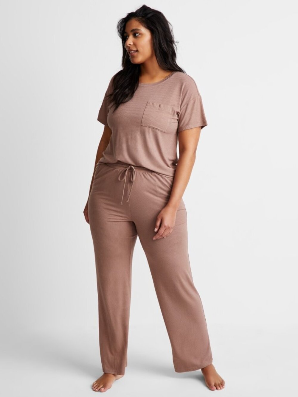 #1749 State of Day Women's 2-Pc. Ribbed Short-Sleeve Pajamas Set